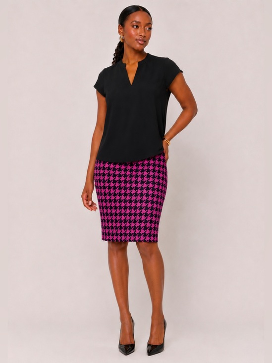 Go International Dresses & Skirts - Go International Bold Hot Pink & Black Houndstooth Pencil Skirt